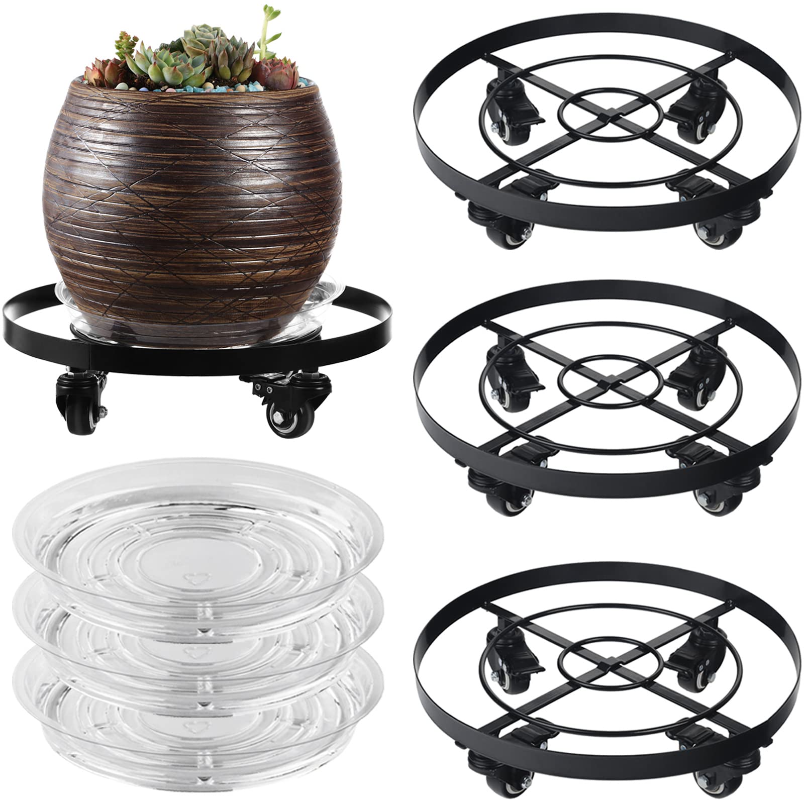 plastic plant caddy with wheels Large Metal Rolling Plant Caddy 12.6” – planterhoma