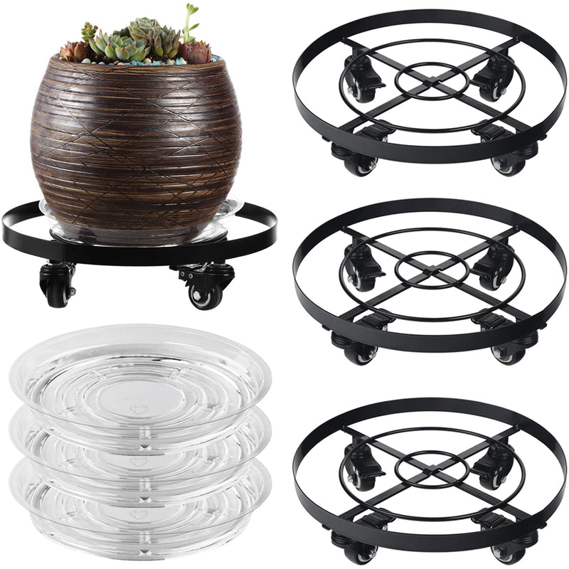 heavy duty plant pot dolly Large Metal Rolling Plant Caddy 12.6” Brown / 12.6"