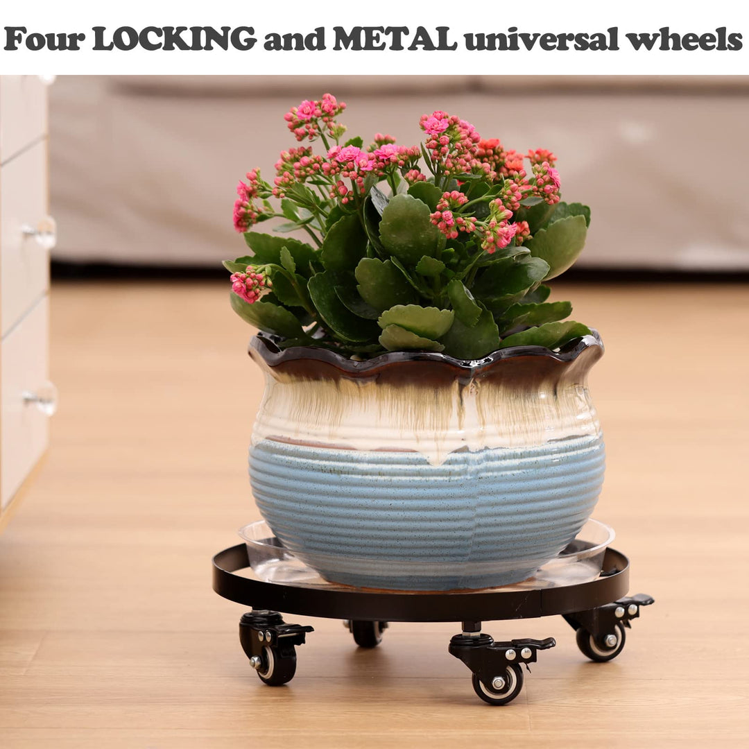 plant pot casters Large Metal Rolling Plant Caddy 12.6” Brown / 12.6"