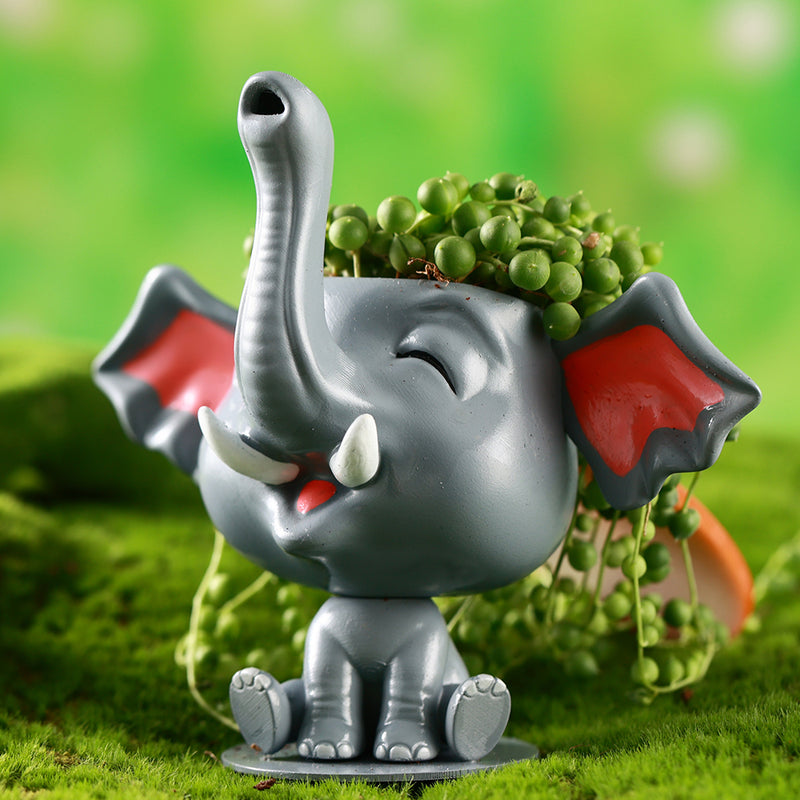 3D Printed Animal Head Planter - Baby Elephant planterhoma