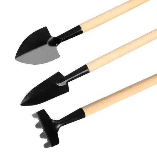 home garden tools set 3 Piece Gardening Tool Set Mini Wood Handle Shovel Trowel