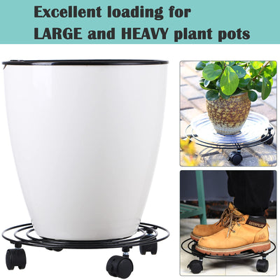 3 Packs Large Metal Plant Caddy 13.8” Plant Dolly with Wheels Heavy Duty Iron Rolling Plant Stand planterhoma