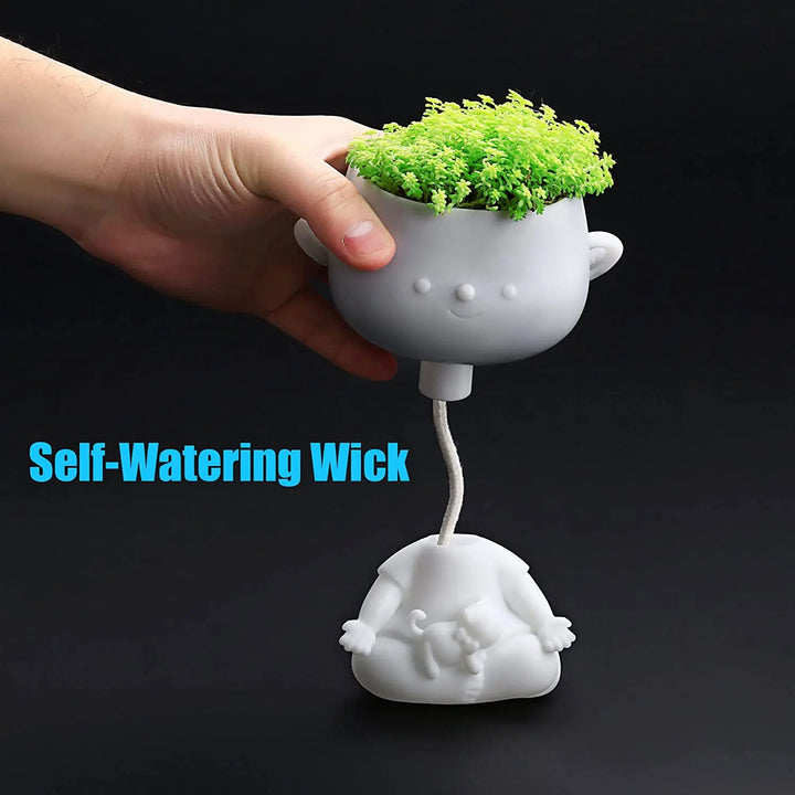 self watering cat planter Cute Face Planter Pot- Yoga Lady Head Planter with a Cat – planterhoma