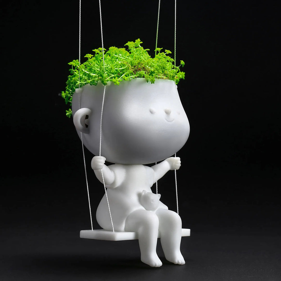 hanging face planter 3 inch Head Planter Haning Pot Swing Girl – planterhoma