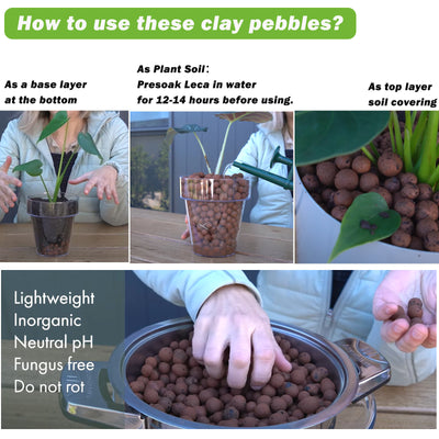 5lb LECA Expanded Clay Pebbles for Plants, Horticultural Grade for Hydroponics planterhoma
