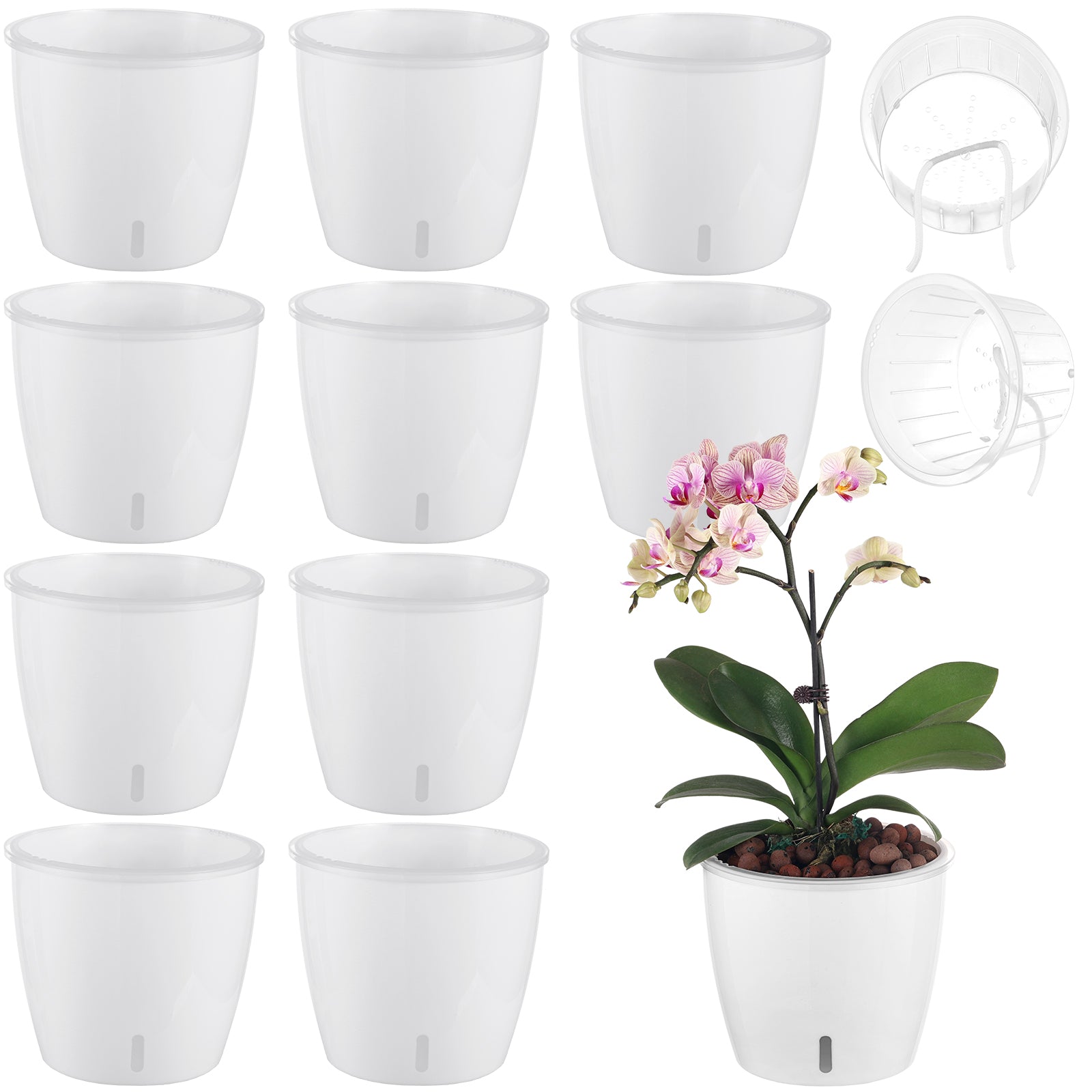 Self Watering Pots for Indoor Plants with Water Indicator (Clear Insert）