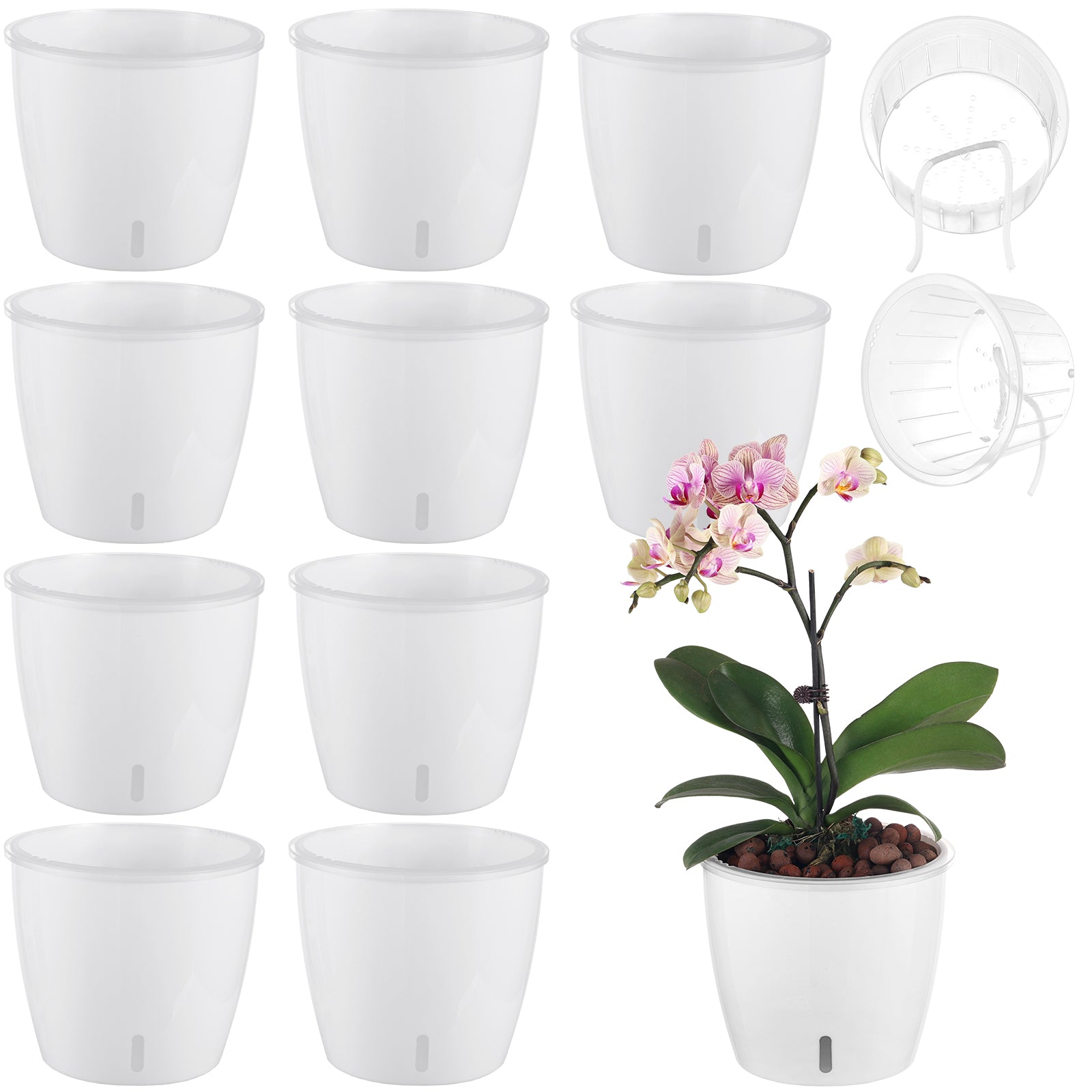 Self Watering Pots for Indoor Plants with Water Indicator (Clear Insert)