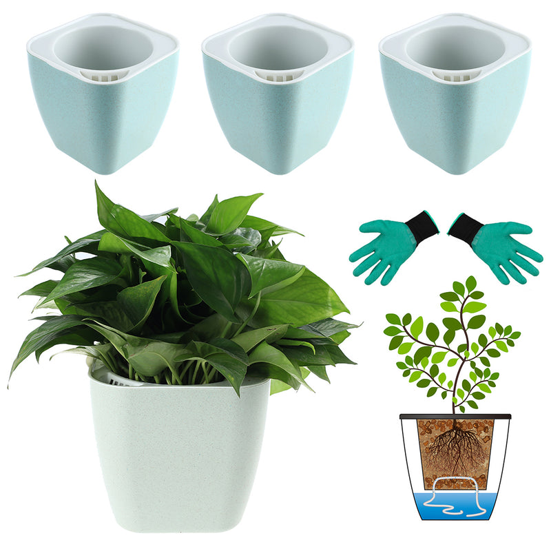 Clear Self Watering Planters Large 7 Inches - Pack of 3 - Clear Plastic Planter Pots Clear and White Water Wick Pot for Indoor Plants, African Violet, Ocean Spider Plant, Orchid Pot, planterhoma