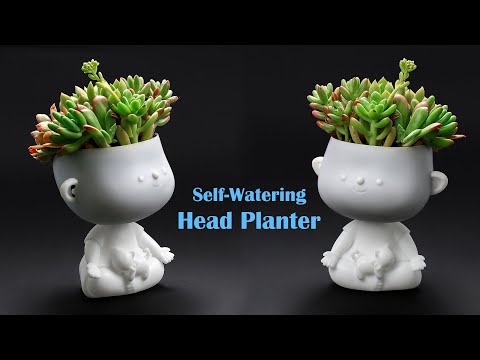 3D Printed Cute Face Planter Pot- Yogo Girl Face Planter with a Cat