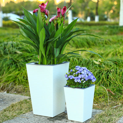 Tall Planter for Indoor Plants Self Watering Planters White Violet Pots Plastic Flower Pots Square Planter planterhoma