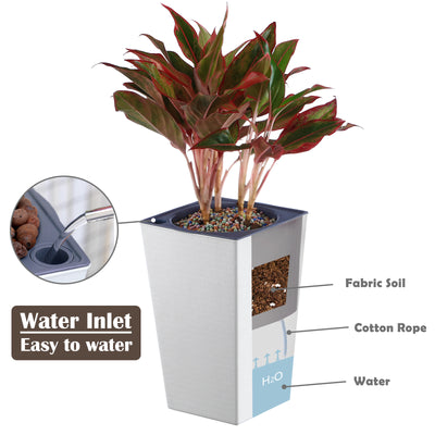 Tall Planter for Indoor Plants Self Watering Planters White Violet Pots Plastic Flower Pots Square Planter planterhoma